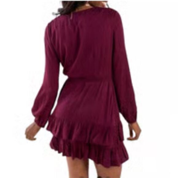 Francesca’s Mi Ami Burgundy Wrap Dress. Size Small. - Picture 2 of 11